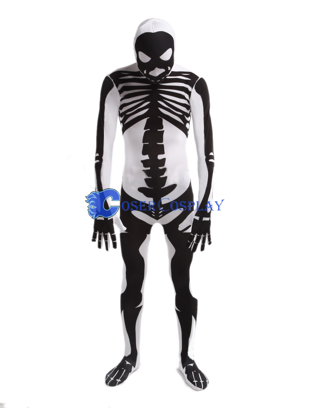Adult Halloween Costumes Zentai Skeleton White