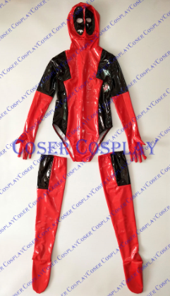 deadpool cosplay costume, pvc catsuit , sexy pvc costume