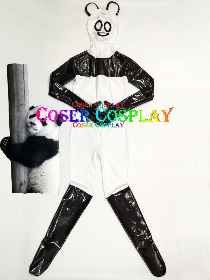 1007 Sexy Panda PVC Zentai Cosplay Costumes For Halloween