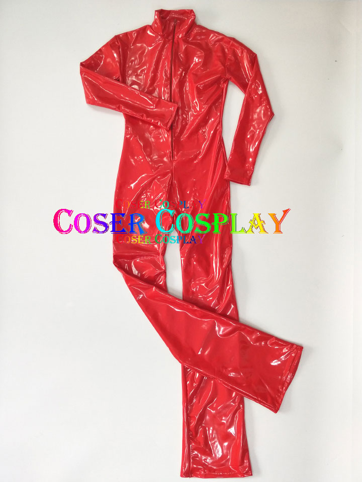1301 Pop Stars Red PVC costumes Catsuit