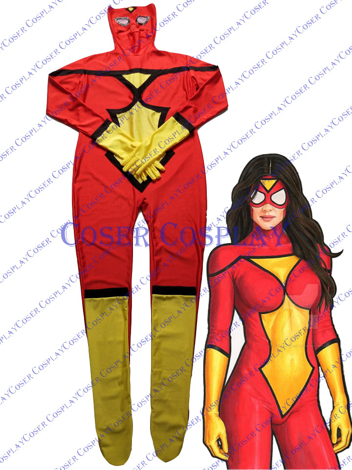 2019 Spider Woman Jessica Drew Sexy Catsuit Cosplay Costume 0419
