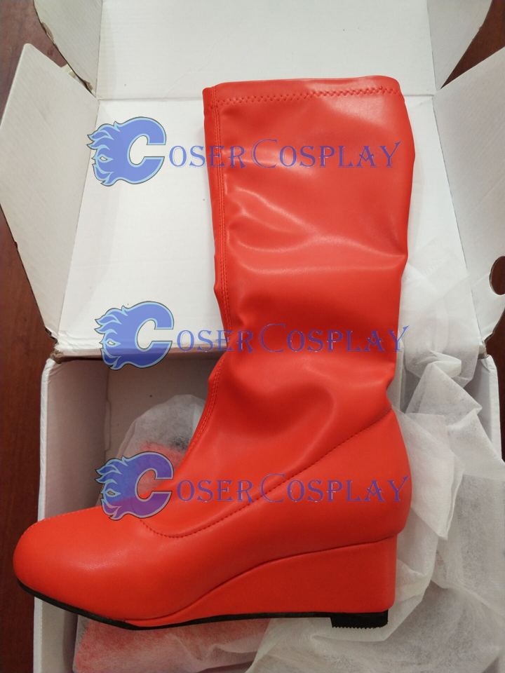 Captain Marvel Ms Red Wedge boots With Buttons