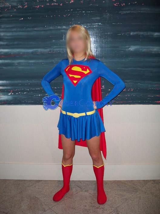 Supergirl Cosplay Costume Blue Dress