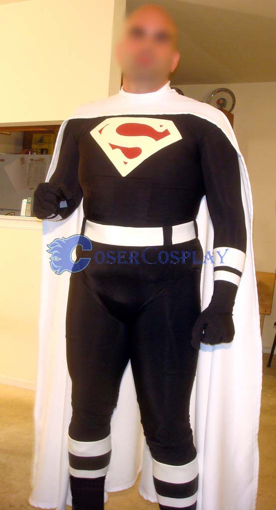 Superman Cosplay Costume White And Black Catsuit