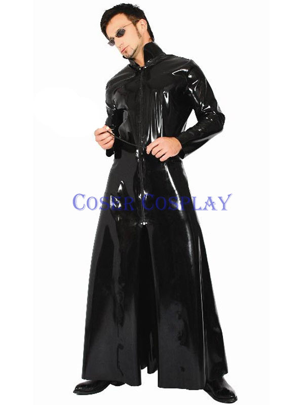 The Matrix Black PVC Robes Sexy Cosplay Costume For Men 1210