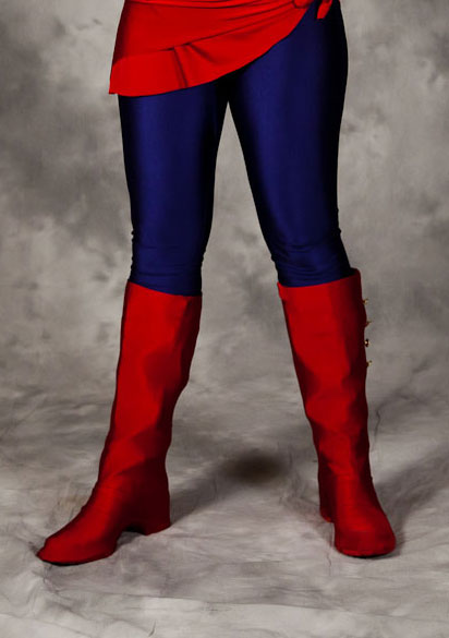 Z Captain Marvel Red Knee High Boots With Gold Buttons